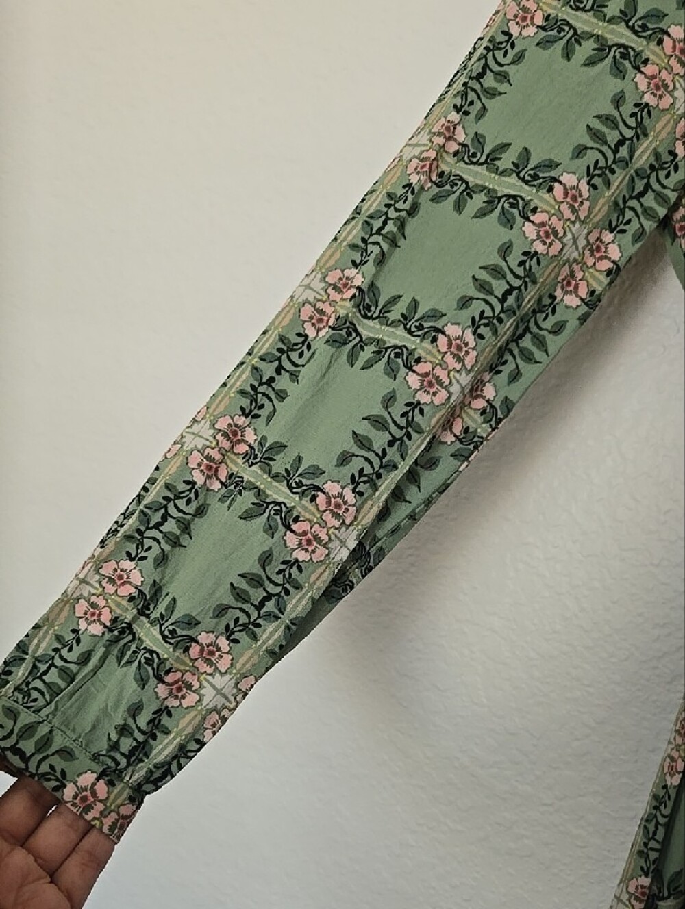 LOFT Sage Green Floral Long-Sleeve Wrap Lined Dress Cottagecore Rodeo Festival - Picture 3 of 9